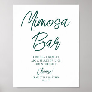 Affiche Le Bar Mimosa Accueille Le Script Vert Émeraude Mo