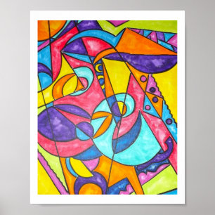 Affiche Le Barrage D'Oiseaux Dans L'Art Géométrique Modern