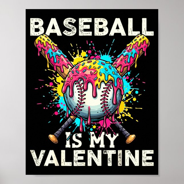 Affiche Le Baseball Est Ma Crème Glacée De La Saint-Valent (Devant)