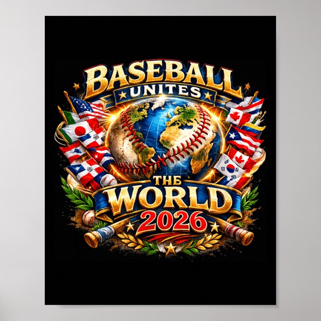 Affiche Le baseball unit le monde graphique de fan mondial (Devant)