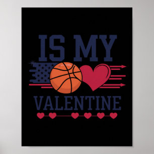 Affiche Le basket-ball est mon coeur pour la Saint-Valenti