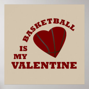 Affiche le basket-ball est mon valentin avec cœur rouge