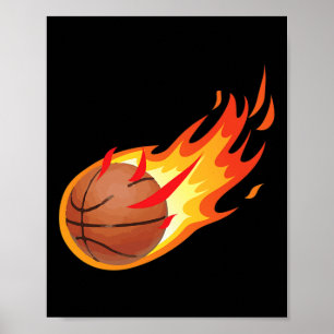 Affiche Le Basket-Ball Feu Est Feu Et Fait Des Jeux