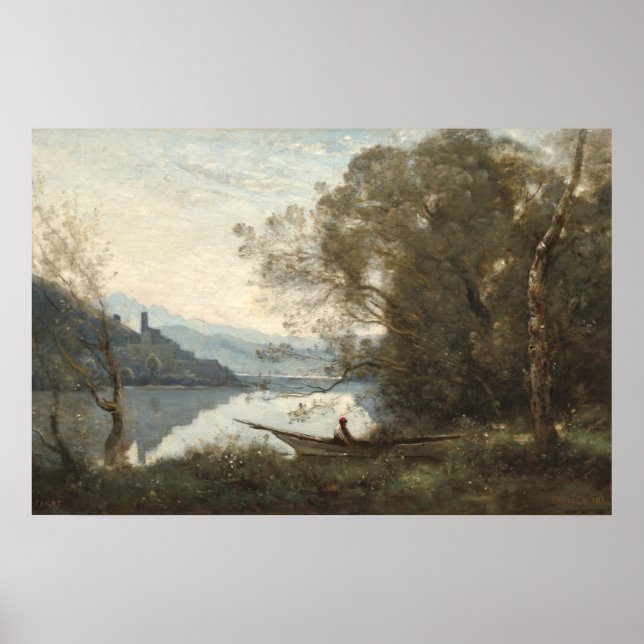 Affiche Le Bateau Amarré - Jean-Baptiste - Corot Fine Art (Devant)