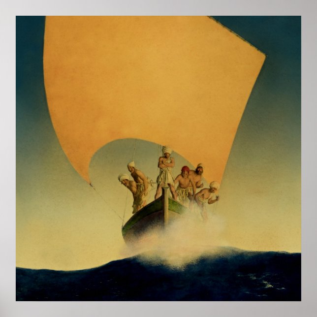 Affiche "Le bateau pirate" de Maxfield Parrish (Devant)