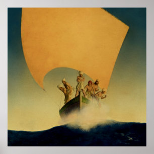Affiche « Le bateau pirate » par Maxfield Parrish