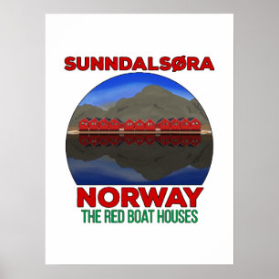 Affiche Le Bateau Rouge Maisons Sunndalsøra Norvège