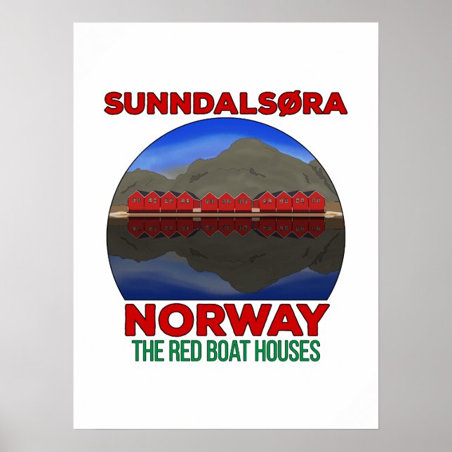 Affiche Le Bateau Rouge Maisons Sunndalsøra Norvège (Devant)
