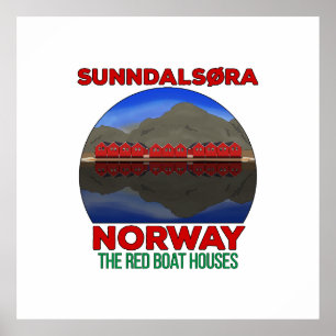 Affiche Le Bateau Rouge Maisons Sunndalsøra Norvège