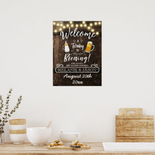 Affiche Le bébé brasse Baby shower Bienvenue