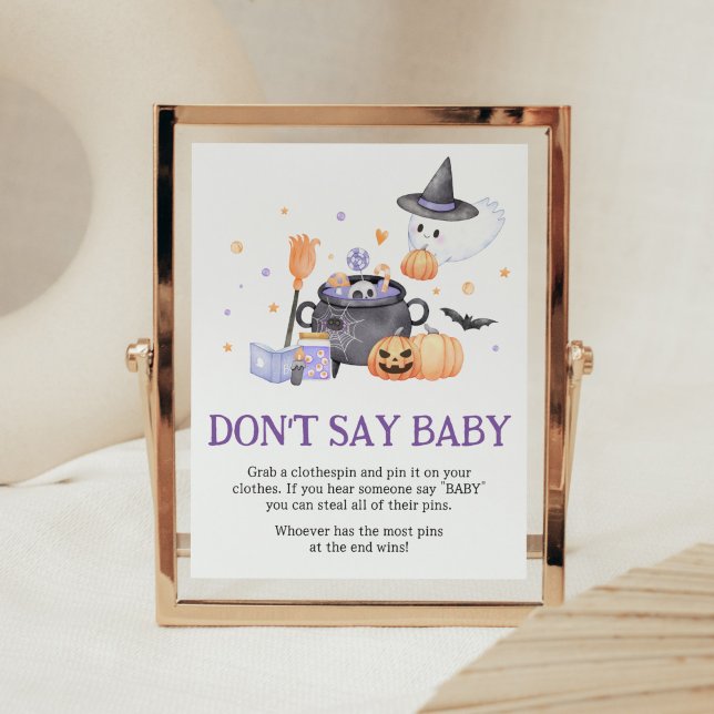 Affiche Le bébé brasse pourpre Ne pas dire bébé (Baby is Brewing Baby Shower Don't Say Baby Sign)