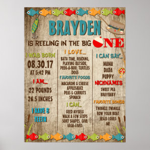 Affiche Le Big One Fishing Thème 1er Anniversaire Jalon