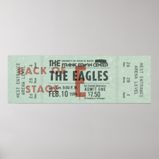 Affiche Le billet de concert des Eagles – Art rock vintage