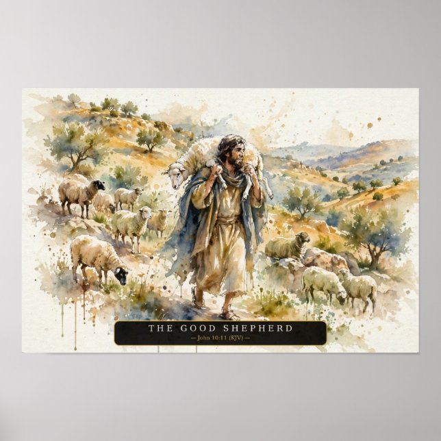 Affiche Le Bon Berger — Aquarelle fluide (Devant)