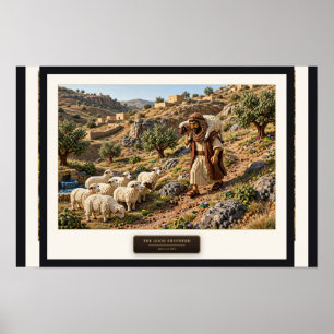Affiche Le Bon Berger — Art en briques de construction