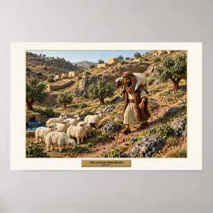 Affiche Le Bon Berger — Art en briques de construction