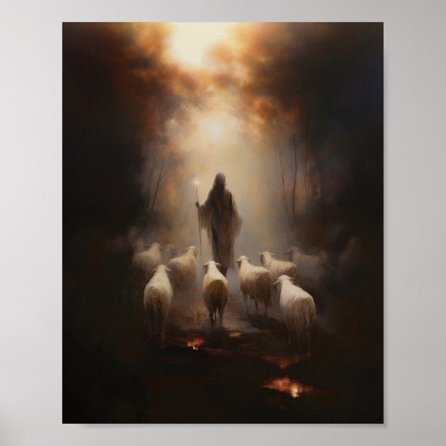 Affiche Le bon berger - Dessin numérique Jésus (Devant)