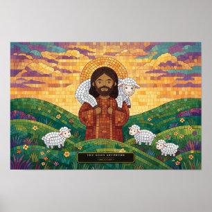 Affiche Le Bon Berger — Mosaïque de Rubik's Cube