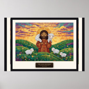 Affiche Le Bon Berger — mosaïque en cube