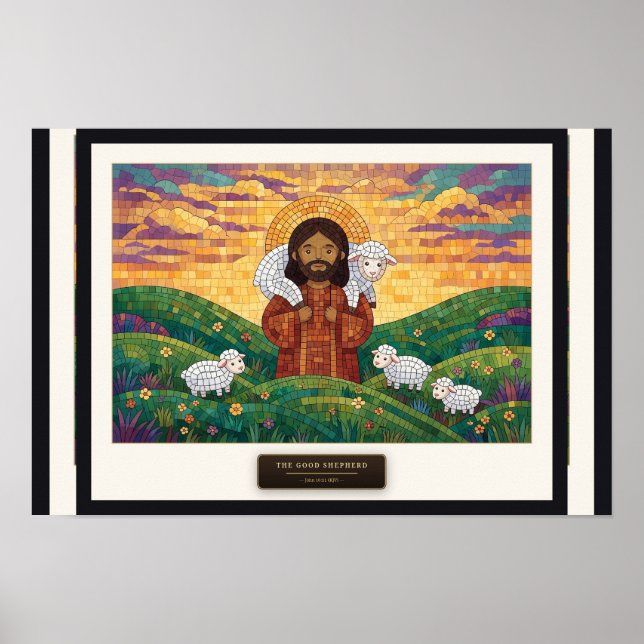 Affiche Le Bon Berger — mosaïque en cube (Devant)