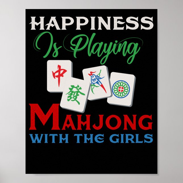 Affiche Le Bonheur Est De Jouer Au Mahjong Avec Les Filles (Devant)