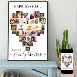 Affiche Le bonheur est la famille comme ce Collage de phot<br><div class="desc">Créez votre propre affiche personnalisée avec 29 de vos photos préférées et votre (vos) nom(s) de famille. Le modèle photo est mis en place pour créer un collage photo en forme de coeur d'amour, affichant vos photos dans un mélange de formats portrait, paysage et instragram carré. Téléchargez vos photos en...</div>