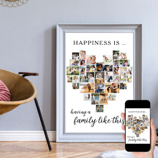 Affiche Le bonheur est la famille comme ce collage en form