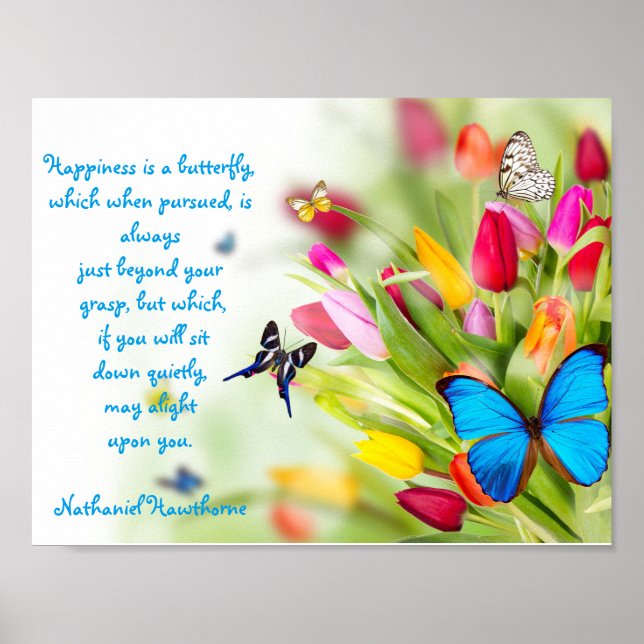 Affiche "Le bonheur est un papillon"...Poster (Devant)