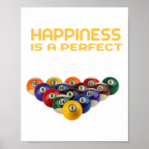 Affiche Le Bonheur Est Un Parfait Rack Billard Pool Novelt
