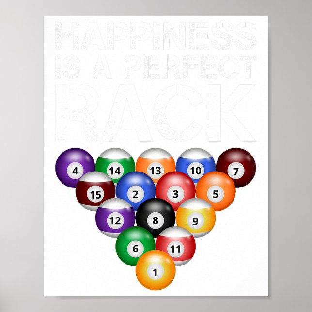 Affiche Le Bonheur Est Un Rack Parfait Billard En Rack (Devant)
