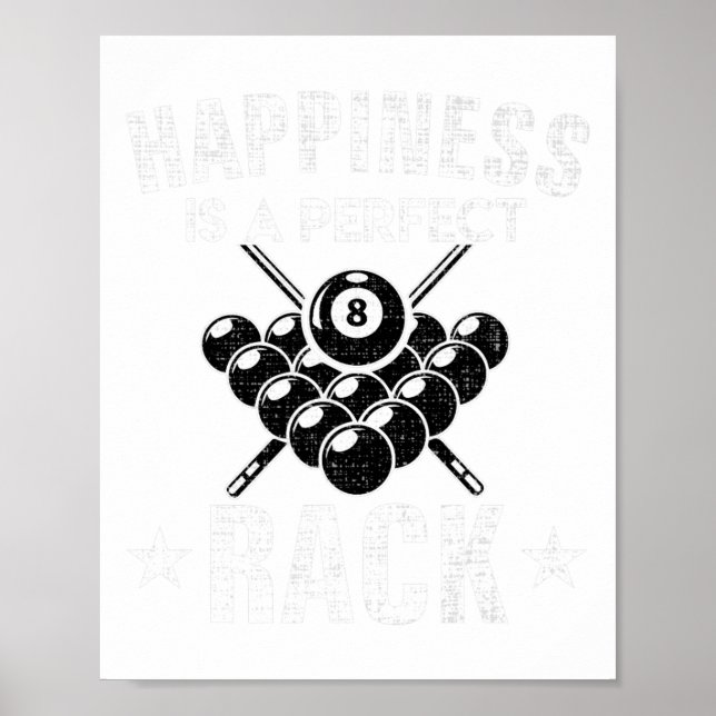 Affiche Le Bonheur Est Un Rack Parfait Funny Pool Billard  (Devant)
