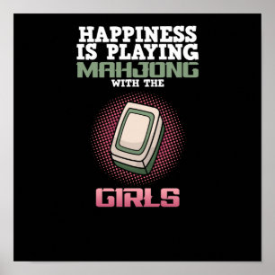 Affiche Le Bonheur Joue Aux Jeux De Joueur De Mahjong