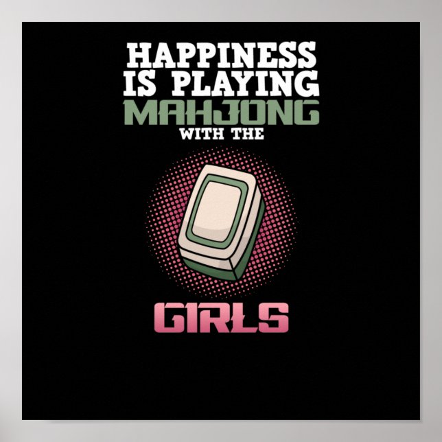 Affiche Le Bonheur Joue Aux Jeux De Joueur De Mahjong (Devant)
