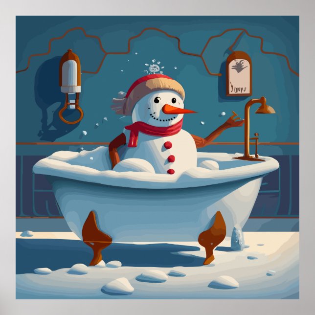 Affiche Le bonhomme de neige dans le jacuzzi (Devant)