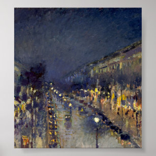 Affiche Le boulevard Montmartre la nuit