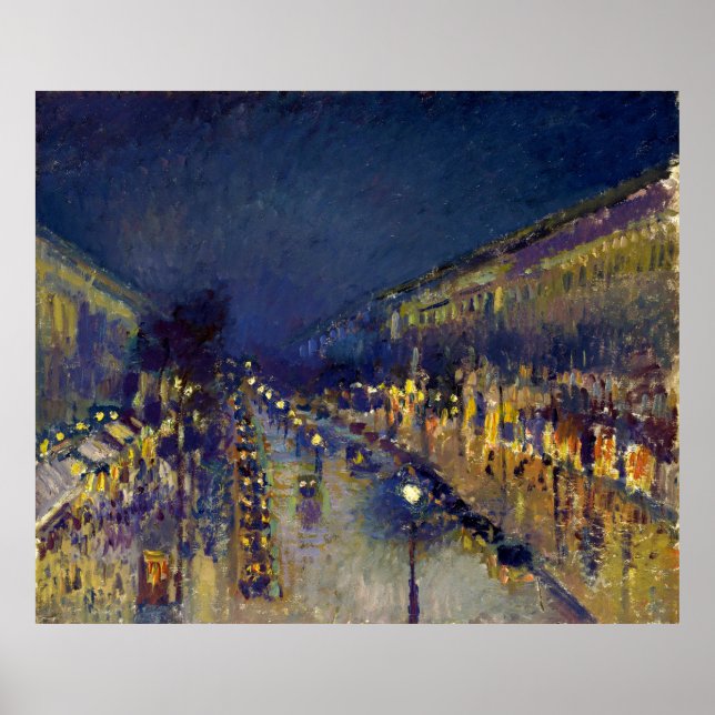 Affiche Le boulevard Montmartre la nuit (Devant)