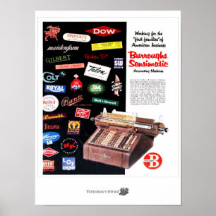 Affiche Le bureau d'hier Burroughs Machines comptables