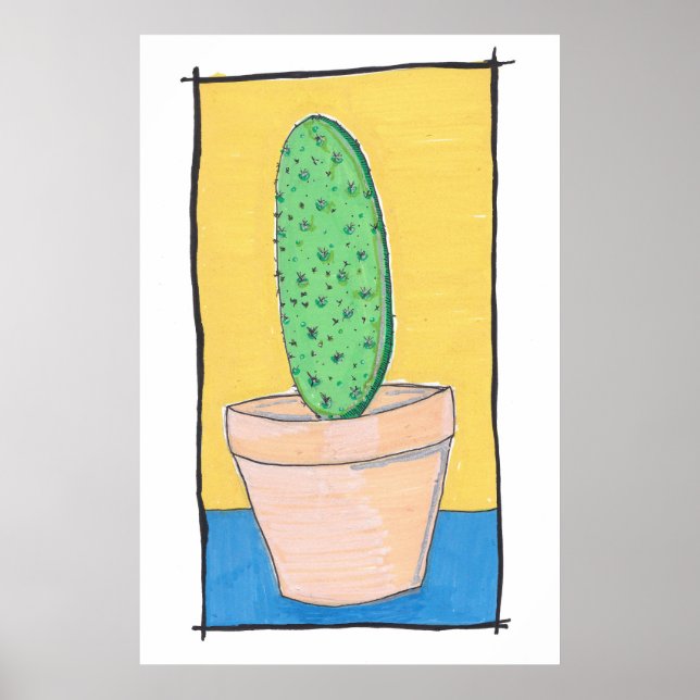 Affiche Le cactus - dessin original, simple et décalé (Devant)