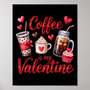 Affiche Le café est mon breuvage glacé cupcake cœur de la 