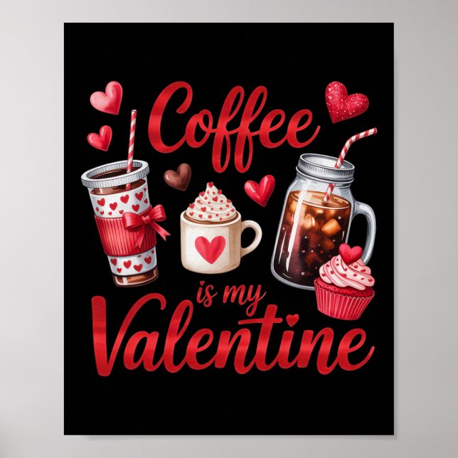 Affiche Le café est mon breuvage glacé cupcake cœur de la  (Devant)