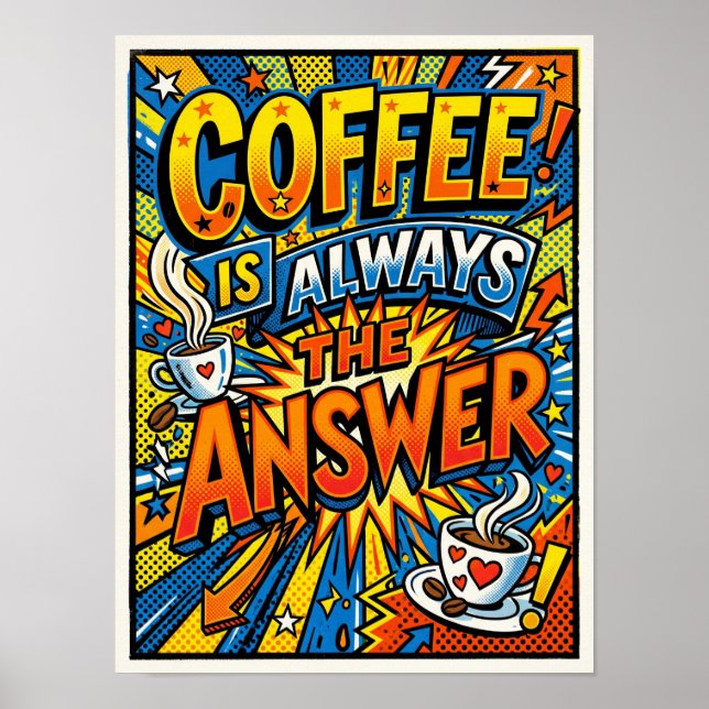Affiche le café est toujours la réponse (Devant)