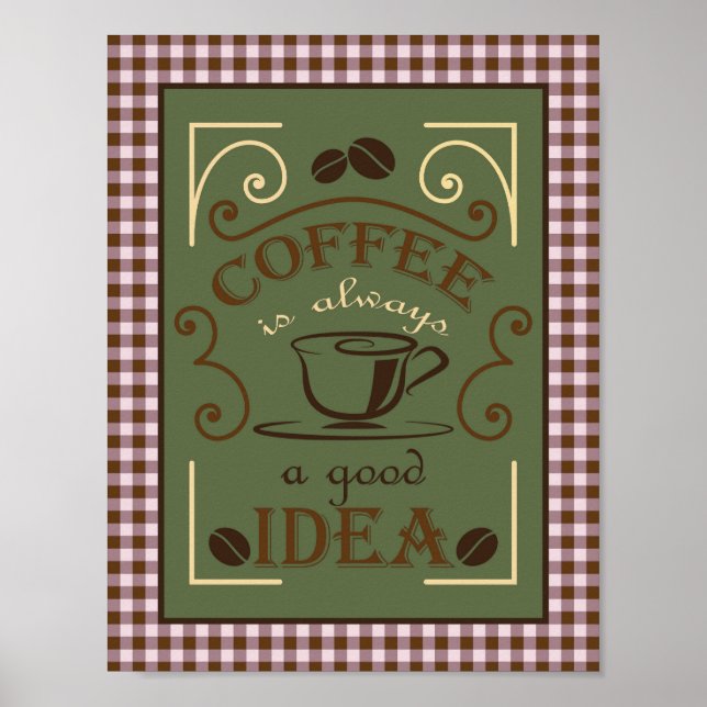 Affiche Le café est toujours une bonne idée design (Devant)