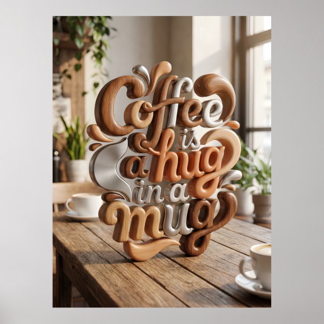 Affiche le café est un câlin dans une tasse (Devant)