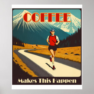 Affiche Le Café Fait Que Cela Se Produit En Cours D'Exécut