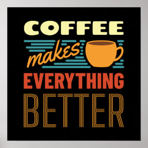 Affiche Le Café Fait Tout VINTAGE Message amusant