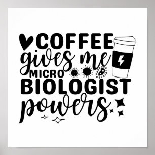 Affiche Le Café Me Donne Des Pouvoirs Microbiologistes