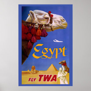Affiche Le Caire Egypte Pyramides Chameau Monde Voyage Vin