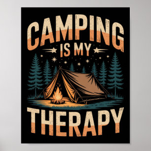 Affiche Le camping est ma thérapie amusante feu de camp ex