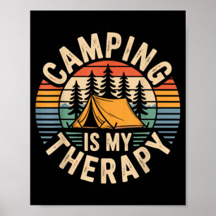 Affiche Le camping est ma thérapie drôle campeur