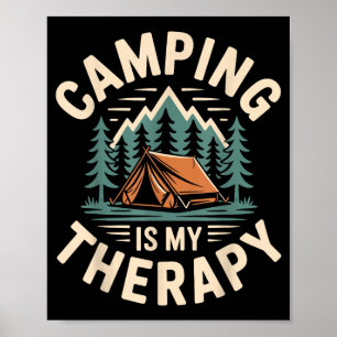 Affiche Le camping est ma thérapie drôle campeur
